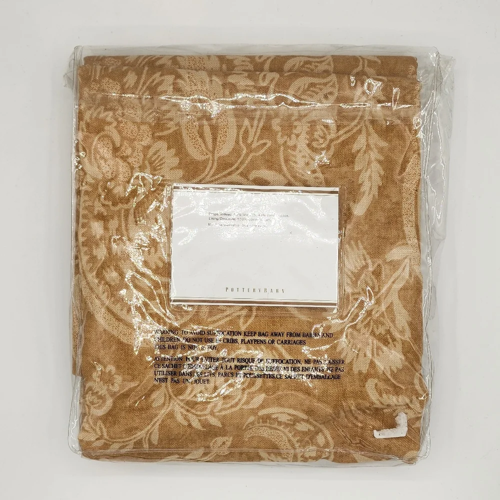 New Pottery Barn Alessandra Floral Linen Cotton Drape Honey Gold 50x63